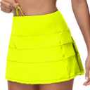 Women's Tennis Skirts High Waisted Athletic Golf Skorts with Pockets Skirts for Women Casual Workout Built-in Shorts (Yellow, XL)