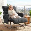 Oversized Outdoor Rocking Chair with Corduroy, Adjustable Backrest, 27.5 inches