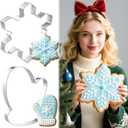 Teenyyou 2 Pcs Extra Large Christmas Cookie Cutters 8" Giant Snowflake and Glove Stainless Steel Cookie Cutters for Winter Holiday Baking (7.48'' X 6.3'', 7.09'' X 7.09'')
