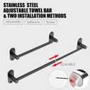 Towel Bar, Adjustable 14.4inch - 25.2inch Towel Rack, Self Adhesive Wall Mounted for Bathroom Kitchen Hand Towel Holder Cloths Hanger 304 Stainless Steel Organizer Single Bar (1, Matte Black)