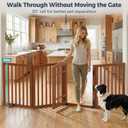 Homykic Dog Gate Indoor with Door, 88" W Bamboo Pet Gate, 30”H, Walnut