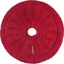 yuboo 24" Burgundy Red Christmas Tree Skirt - Mini Maroon Knit Table Top Skirt for Small Trees, Vintage Farmhouse Xmas Valentines Tree Decorations