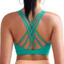 RUNNING GIRL Sports Bras for Women Medium Support, Criss-Cross Strappy Sports Bra Workout Yoga Bra with Removable Cups (Green, XL)