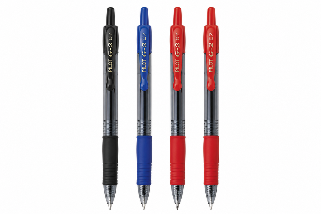 Pilot G2 Premium Gel Roller Pens, Fine Point, Gel Ink Pens, 0.7 mm, Pack of 4, Black/Blue/Red - Ideal for School, Journaling & Office Writing