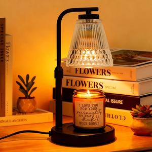 Candle Warmer Lamp Adjustable Height & Dimmable, Electric Candle Warmers for Jar Candles, Home Decor Lamp with Timer, Perfect Gifts for Women Men, Safe Night Light for Bedroom Office (Black)