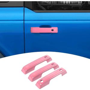 3 x for Bronco Door Handle Cover Trim Pink Fit for Ford Bronco 2021 up Pink Exterior Accessories 3pcs
