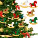 Rileryan 8 PCS Mini Rocking Horse Christmas Ornaments Set 2024 Cute Christmas Tree Ornament Figurines Christmas Decorations Gift Indoor Home Decor