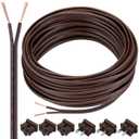 SPT-2 50 ft 18/2 Wire with 6 Plugs - 18 AWG Wire for LED Lighting Strip Lamp, Lamp Extension, Residential & Commercial, Brown