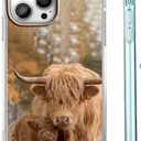 Case for iPhone 15 Pro Max with Cow Design,Cute Highland Cattle Family Pattern for Men Women,Clear Slim Soft TPU Bumper Case,6.7”(Cow,15pm)