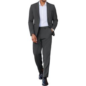COOFANDY Mens 2 Piece Suit Set Slim Fit 2 Button Casual Business Wedding Suits Dark Grey (Gray), US 42/36