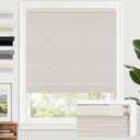 AOSKY 100% Blackout No Drill Cellular Shades Blinds for Indoor Windows, No Tools Thermal Insulated Black Out Cordless Honeycomb Blinds for Bedroom Living Room Window, 35" W x 64" H, Linen