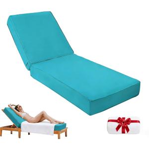 Outdoor Chaise Lounge Cushion 80"x26"x6", Waterproof 6" Extra Thickness Lounge Cushion with Removable Cover, Patio Lounge Chair Cushions for Outdoor Furniture, Lake Blue