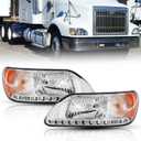 LED Headlights Assembly for 2003-2007 International 9200-9900，With Turn Signal Lights Headlights Assembly Truck Accessories， Driver & Passenger Side (A Pair)