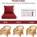 Outdoor Deep Seat Cushion Set, Weatherproof and Fade-Resistant Patio Chair Cushions, 24x24x4 in, 2-Piece Set, with Non-Slip and Outdoor Cushions, Suitable Chairs and loveseats (Wine Red)