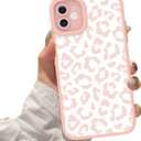 ZIYE for iPhone 12 Case Pink Leopard Pattern Phone Case with Camera Protection,TPU Silicone Rubber Protective Cover Cheetah Design Cases Compatible with iPhone 12 6.1 Inch