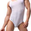 QiaTi Mens Bodysuit Sexy Athletic Supporters Jumpsuit Sport Singlet Leotard Underwear Wrestling Bodysuit, XL