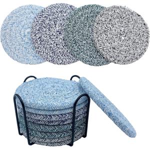 8 Pcs Drink Coasters, Coasters for Coffee Table, Coasters for Drinks Absorbent, Coaster Set 4 - Color Cup Coasters, Coasters for Wooden Table, Living Room Decor, Suitable for Kinds of Cups (Blue&green&black)