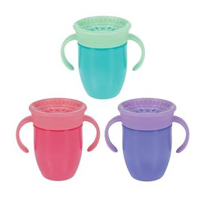 Nuby Wonder Cup - Spill-Proof Toddler Sippy Cups - (3 Pack) 5 oz - Sip from All Sides - Leak Resistant - Spoutless Transition Cup - Aqua/Purple/Pink