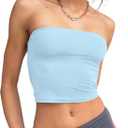 Trendy Queen Womens Tube Tops Strapless Crop Tops Basic Backless Sleeveless Going Out 2026 Spring Outfits Summer Clothes (X-Small, Baby Blue)