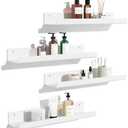 upsimples Acrylic Shelves for Wall Decor, 15" Display Shelf Perfume Organizer for Bathroom, Bedroom, Living Room, Floating Bookshelves for Kids, White, 4 Pack