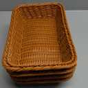 4 PCS 12 Inch Wicker Bread Basket, Woven Serving Basket, Tabletop Food Serving Basket for Restaurant, Bakery, Family Party, Hotel Serving, Fruits, Vegetables and Snacks, Brown, by GNIEMCKIN