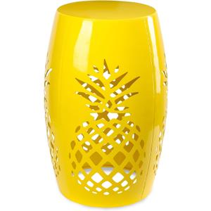 Vipush Outdoor Lace Cut Iron Side Table,Patio Garden Stool Coffee End Table Nightstand for Small Spaces,Living Room,Front Porch,Poolside (Yellow)