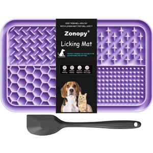 Licking Mat for Dogs & Cats with Suction Cups, 1 Pack Dog Slow Feeder Lick Pat for Anxiety Relief, Dog Toys Feeding Mat for Butter Yogurt Peanut, Pets Bathing Training Grooming Mat