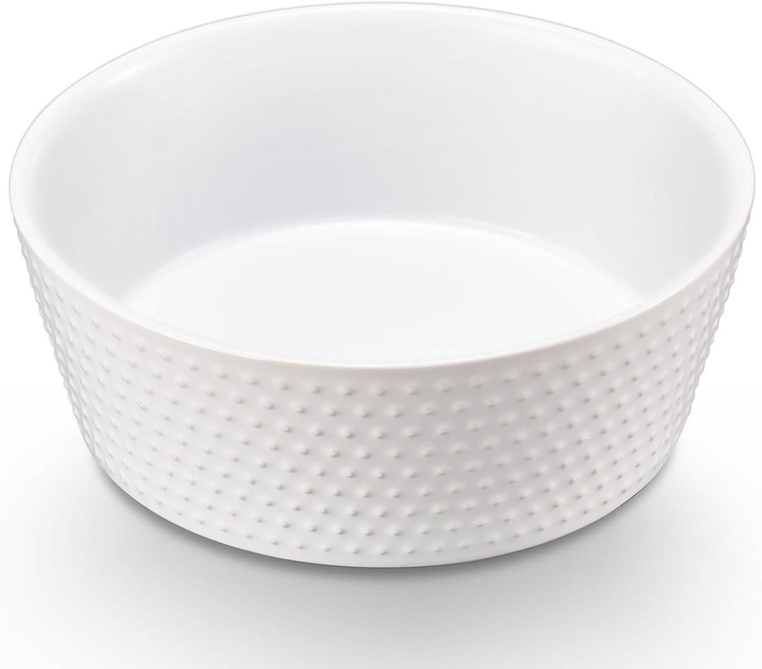 6.9" Non-Slip Ceramic Dog Bowl, 33 Oz Heavy-Duty Dog Food/Water Dish, Pet Feeding Bowl for Small and Medium Dogs, Food Grade Porcelain Pet Feeder Bowl, Microwave and Dishwasher Safe, White
