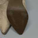 Imily Bela Womens Ankle Boots Pointed Toe Chunky Stacked Mid Heeled Faux Suede Leather Booties (6, Nude)