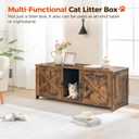 MAHANCRIS Cat Litter Box Enclosure for 2 Cats, 47.2" Hidden Litter Box Furniture with Double Room, Wooden Cat Washroom with Scratching Board, Indoor Cats House End Table, Rustic Brown CWHR1201