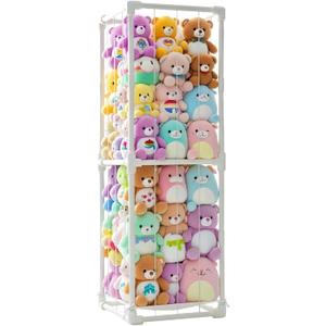 Large Stuffed Animal Storage Zoo Cage Holder, Upgradation PVC Stuffed Animal Storage Organizer, Space Saving Plush Toys Zoo Holder, for Kidroom Playroom, White