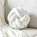 Knot Pillow Ball, Soft Home Decorative Throw Pillows Cushion, Round Changeability Knotted Pillows, Modern Home Handmade Cushions for Bedroom, Sofa, Couch (8 Inch, White) (Small-8 Inch)