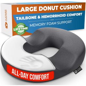 5 STARS UNITED Donut Pillow Hemorrhoid Tailbone Cushion  Large Floor Cushion for Pain Relief  Coccyx, Prostate, Sciatica, Pelvic Floor, Pressure Sores, Pregnancy, Postpartum Recovery, Dark Gray