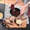 Copper Plated Measuring Cups and Spoons Set, 6 Measure Cups and 7 Stainless Steel Measurement Spoons with Leveler, Metal Kitchen Measuring Cups and Baking Measuring Spoons Set of 14