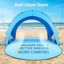 Beach Tent Sun Shelter, Beach Shade Tent with UPF50+ UV Protection, Beach Sun Shelter, Beach Shade with 2 Zippered Doors, Portable Beach Tent for Beach Camping Fishing (For 3 Person, Blue)