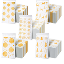 Zhanmai 50 Pcs Christmas Poly Gold Poly Bubble Mailers 5.51 x 8.27 Inch 5 Patterns Xmas Waterproof Bubble Padded Envelopes Self Adhesive Shipping Mailing Bags for Xmas Mailing Packaging