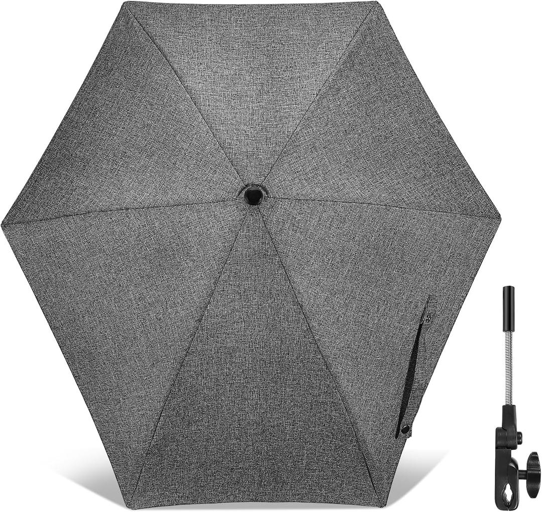 Chair Umbrella with Universal Clamp, 78cm UPF 50+ UV Protection Sun Umbrella, 360 Adjustable Clip-On Shade for Stroller, Beach Chair, Patio, Camping Chair, Wheelchair