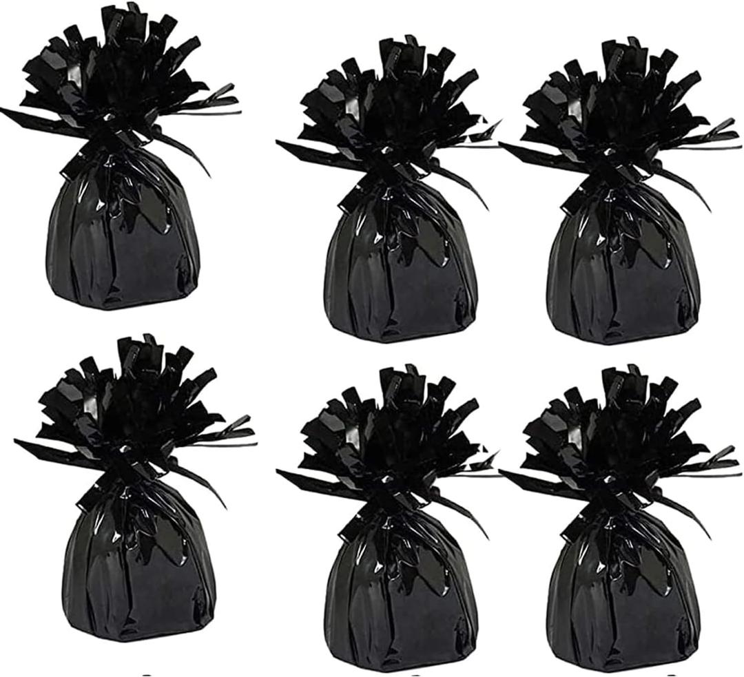 Chochkees Black Metallic Balloon Weights, 6-Pack Birthday Party Favors, 5.5" Inches,