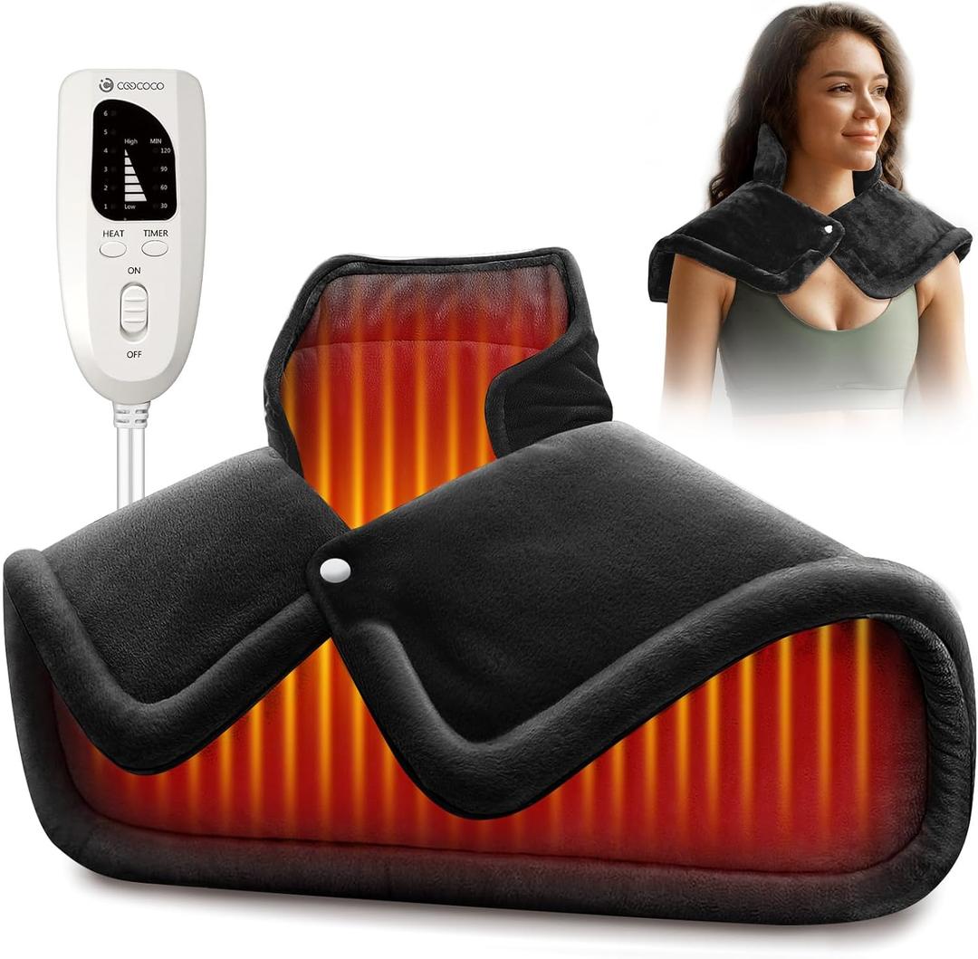 CooCoCo Heating Pad for Neck and Shoulders and Back, Neck Heating Pad, FSA Eligible Heated Neck Wrap, Weighted Heat Pad for Neck Shoulder, Shoulder Heating Pad, 6 Heat Settings