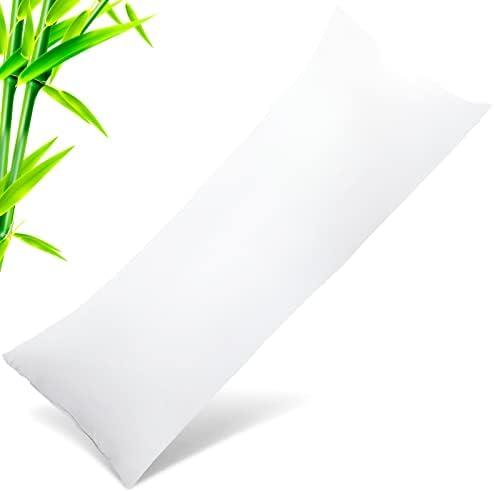 Body Cooling Pillow Cases Cover, Bamboo Rayon White Body Pillowcases with Zipper Closure, Cool and Breathable Pillow Case for Hot Sleepers and Night Sweats, 20x54 inches