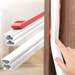 alophoty Weather Stripping Door Seal - 32.8 Ft Self-Adhesive TPE Rubber Door Seal Strip for Door Frame/Window Seal, Soundproofing & Insulation Strip to Block Drafts, Wind, Noise, Dust (White) (White D (WH: 0.390.39 in))