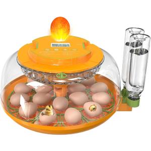 18 Egg Incubator with Automatic Egg Turning and Humidity Control, Egg Candler, Auto Water Replenishment, 2 Size Egg Trays, Air Vent, for Hatching Chicken Duck Quail Goose Eggs