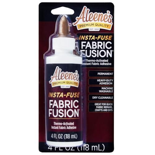 Aleene's Fabric Fusion Insta-Fuse Permanent Fabric Glue Thermo-Activated Instant Dry Time, Ideal for Quick Fashion Fixes, 4 oz