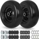 11x4.00-5 Flat Free Lawn Mower Tire and Wheel with 3/4" or 5/8" Bushings, 3.4"-4"-4.5"-5" Centered Hub, Smooth Tread Tire for Zero Turn Mowers, 2 Pack (11x4.00-5 Flat Free (Smooth Tread))