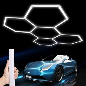 Hexagon LED Garage Light: 25 Pack Updated Bigger Size, 26400LM Super Bright Car Detailing Ceiling LED Shop Light for Warehouse Workshop Gym Basement Car Care Wash Room (White)