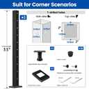 Muzata Black Corner Cable Railing Post 36 Inch 36"x2"x2" T-drilled One-Post Corner Solution Surface Mount Stainless Steel Cable Railing System Kit Indoor Outdoor with Paper User Guide PS01 B34S