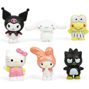 6pc Kawaii Anime Figures Cake Decorations for Kids Girls Happy Birthday Cake Toppers Cartoon Theme Party Decorations