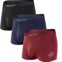 DAVID ARCHY Men's Trunks Underwear Cotton Modal Soft Breathable No Ride Up Pouch Underwear 3,4 or 6 Pack (Black/Navy Blue/Wine Red-3 Pack-d)