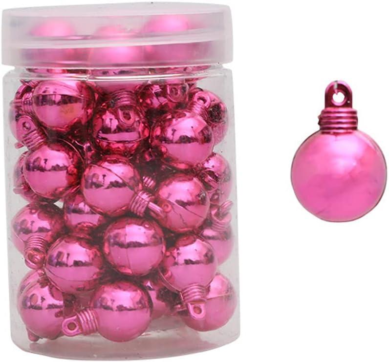 2 x 48Pcs 0.59"/1.5cm Mini Shatterproof Christmas Ball Ornaments Packed in Plastic Barrel Shatterproof Christmas Tree Balls Ornament for Christmas Small Tree Ornaments Wedding Birthday, Rose-Red