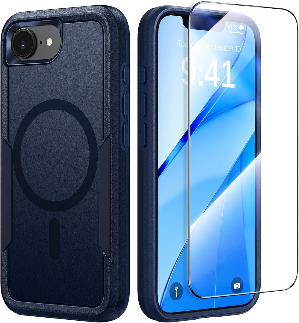Protective Case for iPhone 17e [with Screen Protector], Heavy Duty Shockproof & 2-Layer Military-Grade Protection Phone Cover [Fit for MagSafe Accessories], for iPhone 17 e 6.1", Blue